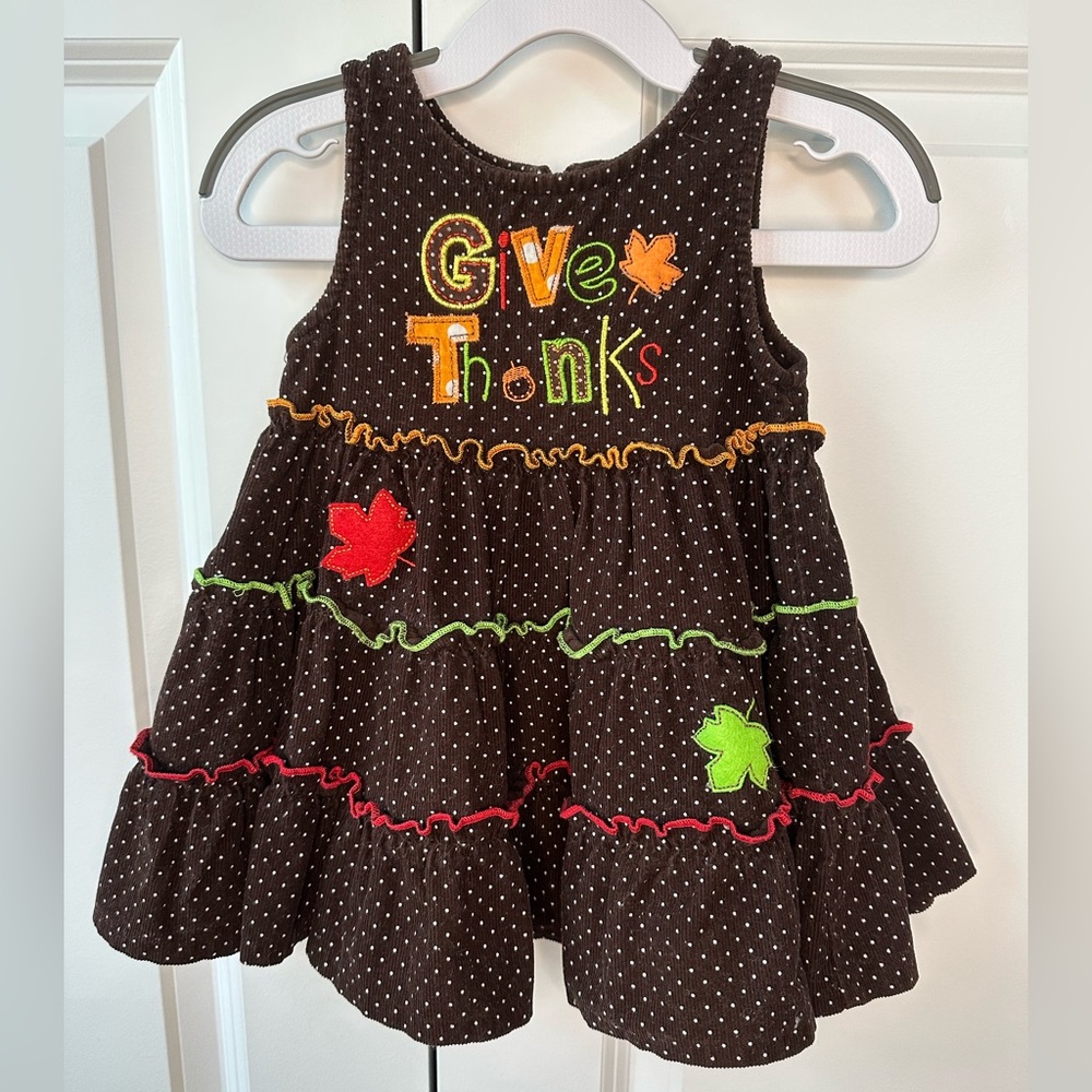 Bonnie Baby Girls Give Thanks Thanksgiving Dress (Size 18 Months)
